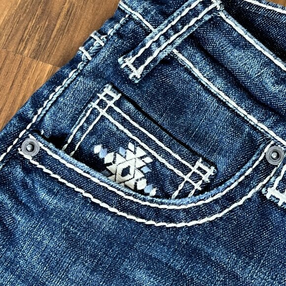 Rock & Roll Denim Midrise Bootcut Aztec Steer Women's Riding Jeans (26x34) NEW - Picture 6 of 14